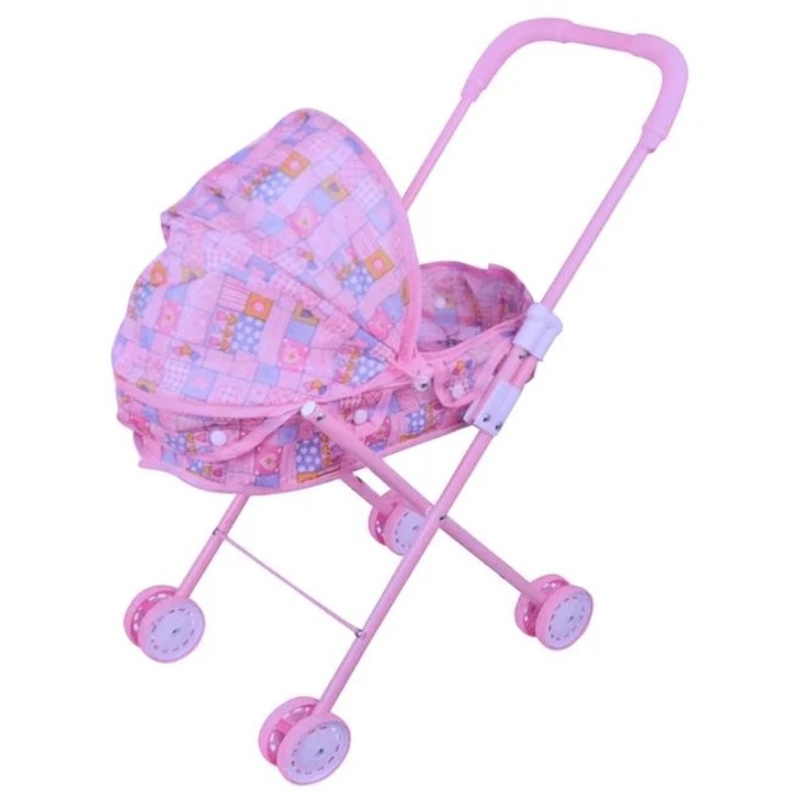 Baba babakocsi, fémből és műanyagból, 53cm, rózsaszín