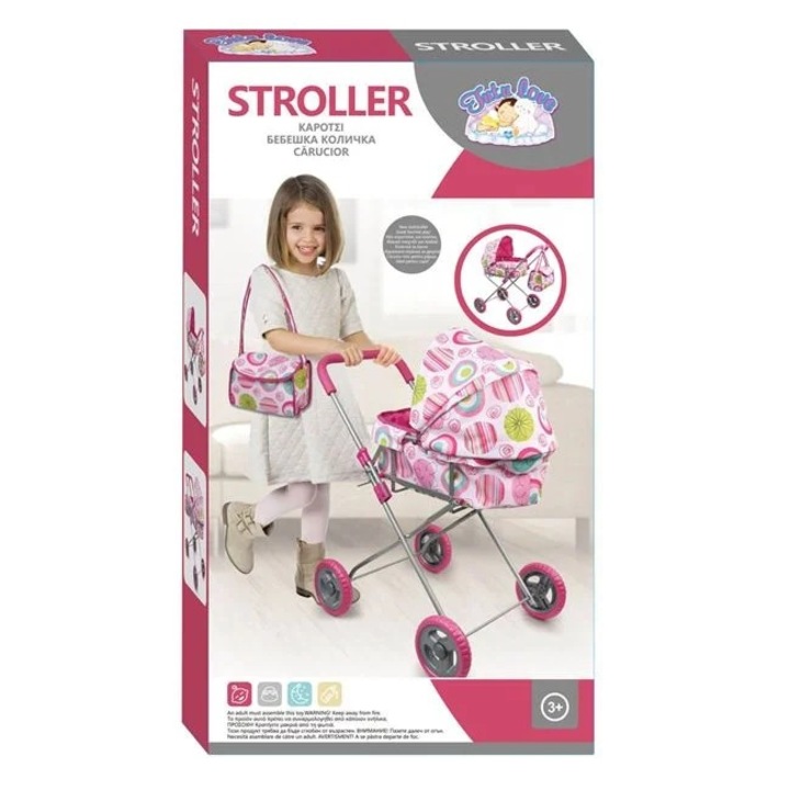 Carucior cu geanta pentru papusi, varsta 3+ ani, 51x32x62cm, multicolor