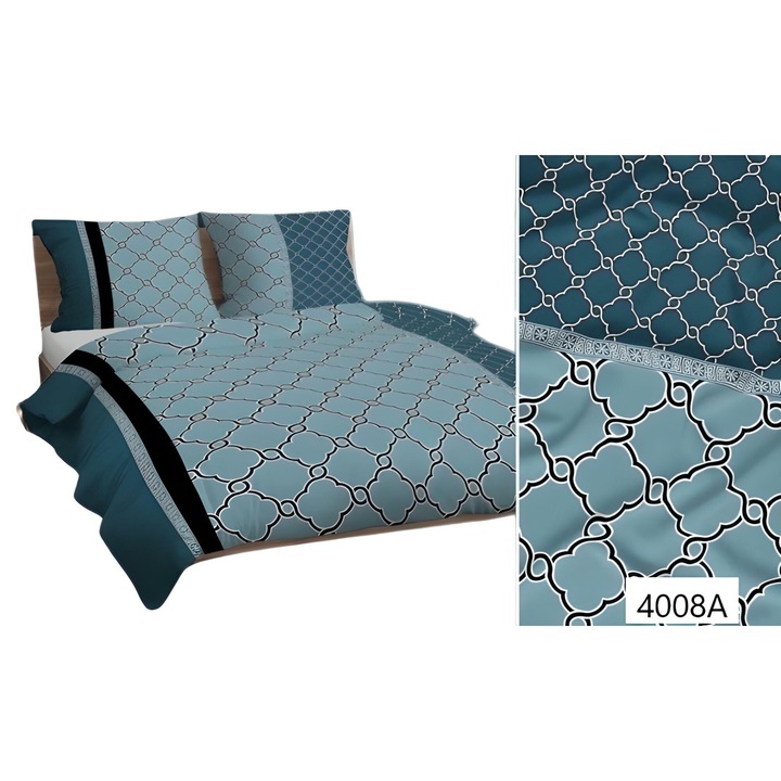 Lenjerie de pat Karo, 140x200cm, 100% bumbac, 2 piese, culori vibrante