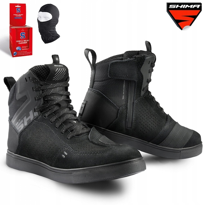 Incaltaminte motociclistica, SHIMA REBEL 2.0 VENTED, neagra si gri, marimea 43, set cu accesorii