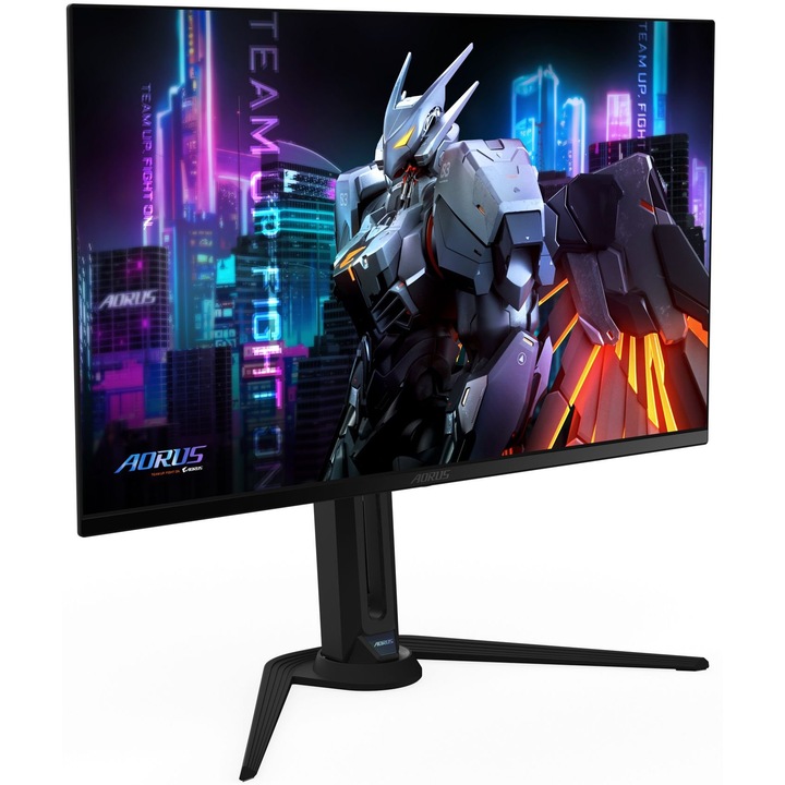 Монитор GIGABYTE AORUS FO32U, 31.5", OLED, OLED, 3840 x 2160 4K, USB Type-C с DisplayPort ф-я, 1 x DisplayPort 1.4, 1 x Audio Out, 1 x Audio In, 2 x USB 3.2 Downstream, 2 x HDMI 2.1, 1 x USB 3.2 Type-B Upstream, Вградени високоговорители 2 x 5W