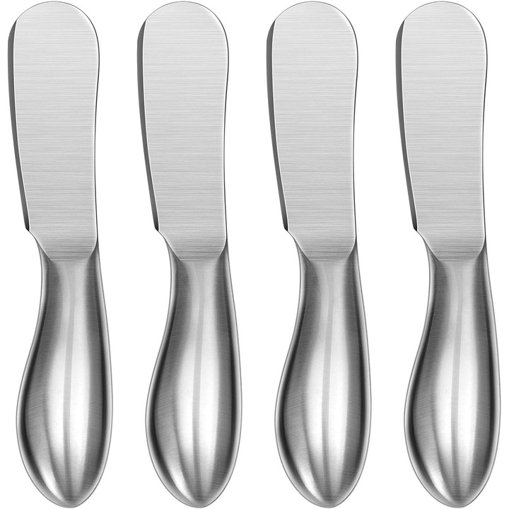 Set 4 cutite pentru branza si unt, otel inoxidabil, ergonomic, argintiu