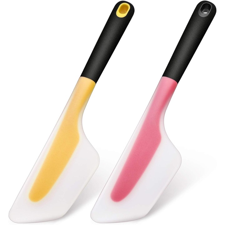 Set 2 spatule pentru omleta Herusi, silicon, rosu si galben, 25x5cm