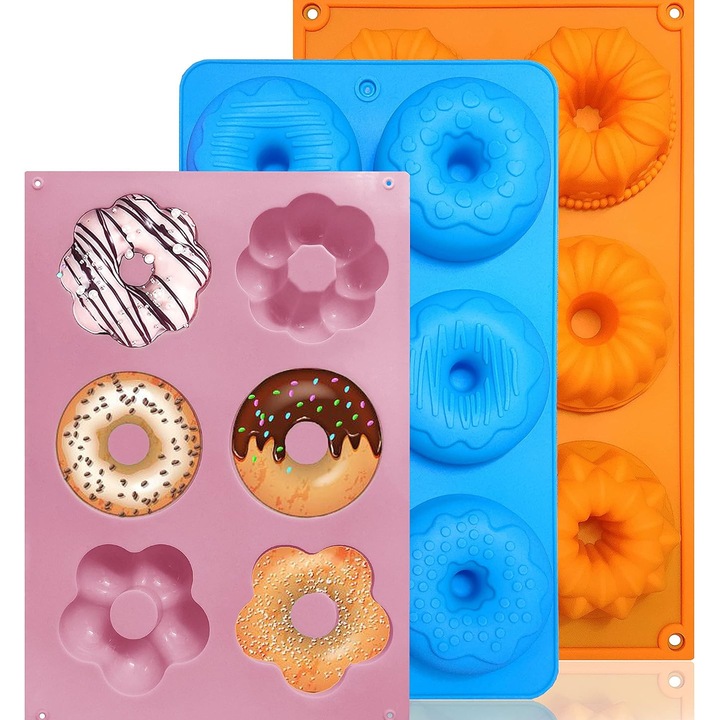 Forme prajituri Enforose, set 3 buc, silicon alimentar, non-stick, rezistente la temperaturi, lavabile in masina de spalat vase