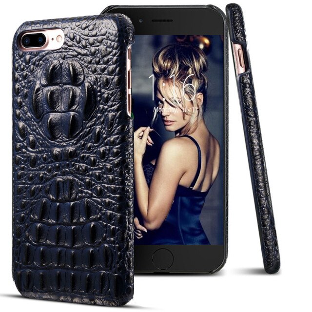Husa telefon Piele Naturala Crocodil African Iphone 7 Dark Blue