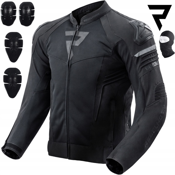 Jacheta moto barbati Rebelhorn Vandal Mesh, 2XL, poliester 500D, nylon elastic, negru