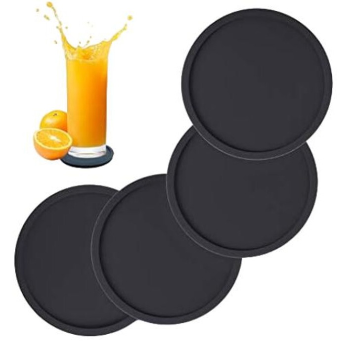 Set de suporturi pentru bauturi din silicon rezistent la caldura, AMRINUGL, design antiderapant, 4 bucati