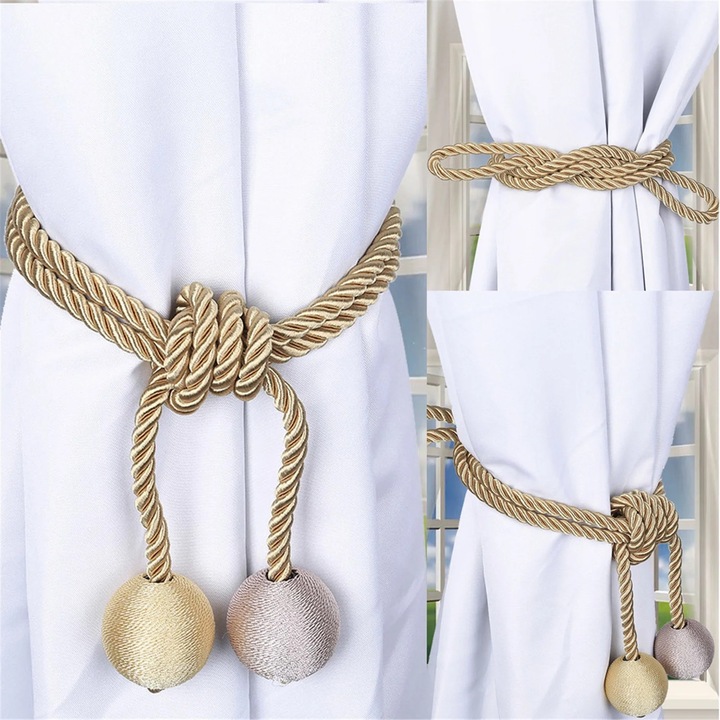 Set 2 Accesorii Perdele YANYXR, Retro, Auriu, 43x4.6cm