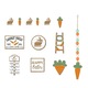Set decorativ de Paste din lemn cu 13 piese - semne cu iepure si morcov, decor pentru tava etajata, multicolor