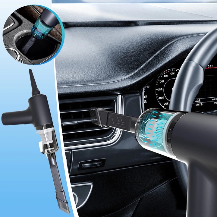 Aspirator auto portabil YANYXR, fara fir, 32x14cm, 50W, USB, silentios