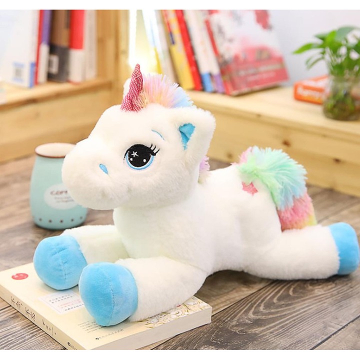 Unicorn de plus cu LED, Enforose, alb/albastru