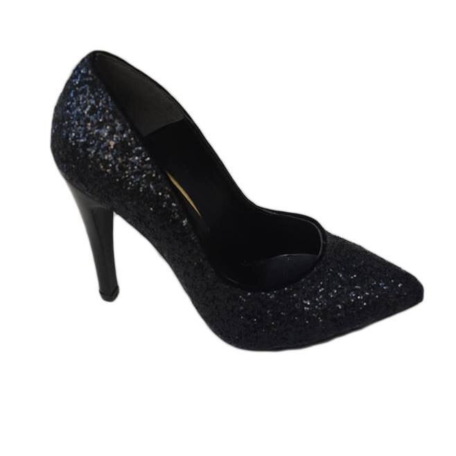 Pantofi cu design de sclipici aplicat,D&J Exclusive, Negru