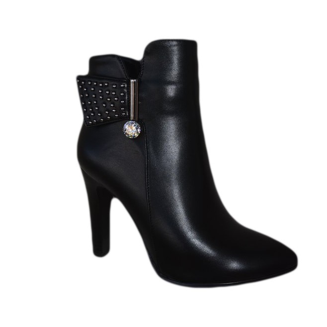 Botine de dama cu toc inalt,D&J Exclusive, Negru
