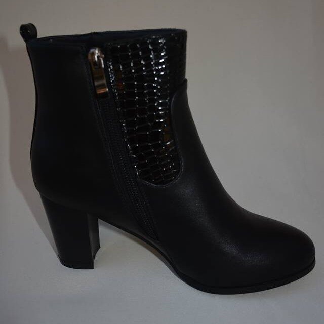 Botine de dama cu captuseala subtire, D&J Exclusive, Negru