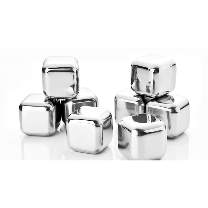 Rozsdamentes acél jégkockák, AMRINUGL, újrafelhasználható készlet, gyors hűtés, nem mérgező, 30x30x30mm