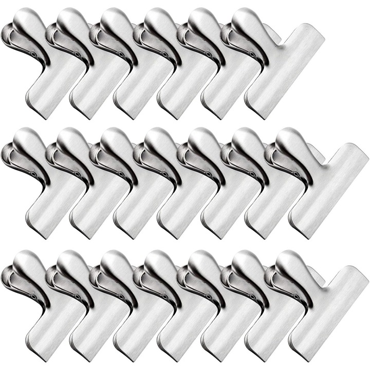 Set 20 Cleme din inox, pentru Pungi Alimentare, Enforose, Colorate, Durabile