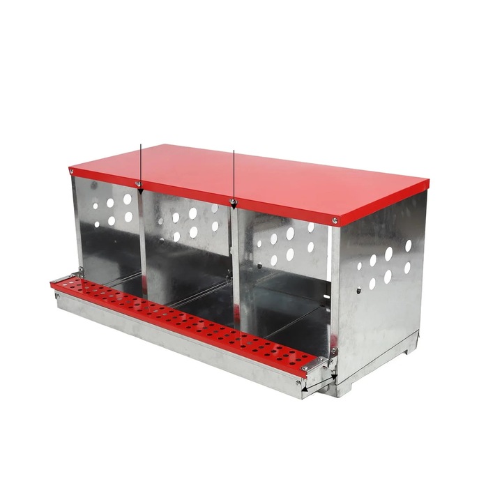 Csirkefészkelő doboz, 3 rekeszes, szellőző, masszív fém, szürke, 1014230039811