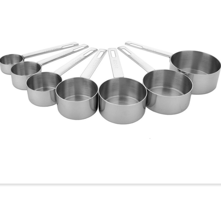 Set complet de cesti si linguri de masurat, Enforose, otel inoxidabil 18/8, marcaje gravate, 7 buc.