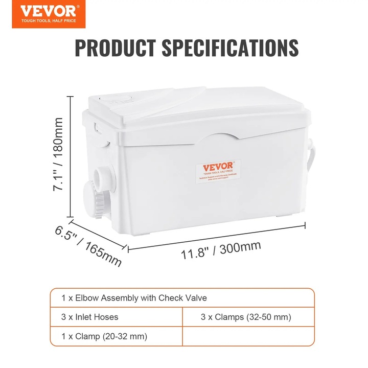 Мацераторна помпа 350W, 6000 л/ч, 3 входа, 2 изхода, бяла