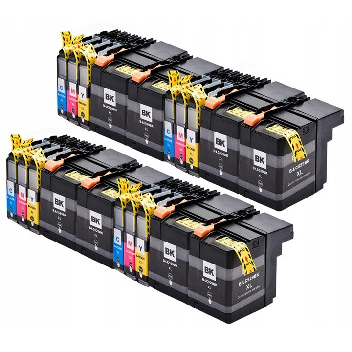 Tintapatronkészlet, EMB, Brother kompatibilis, LC525/LC529 XL, Többszínű, 20 darab, 8xFekete 60 ml, 4xKék 17 ml, 4xPiros 17 ml, 4xSárga 17 ml