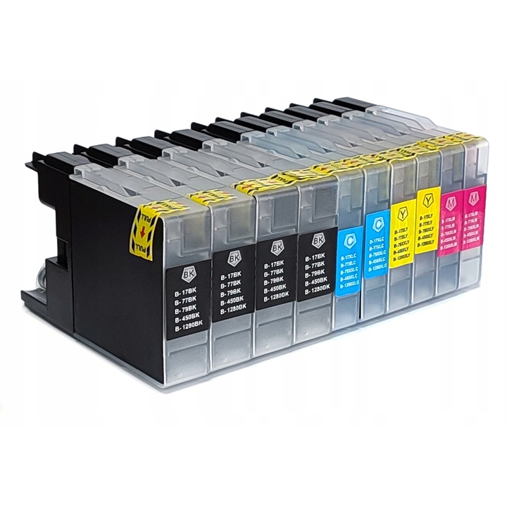 Tintapatronkészlet, EMB, Brother kompatibilis, LC1220/LC1240/LC1280, többszínű, 10 darab 4 fekete, 2 piros, 2 sárga, 2 kék