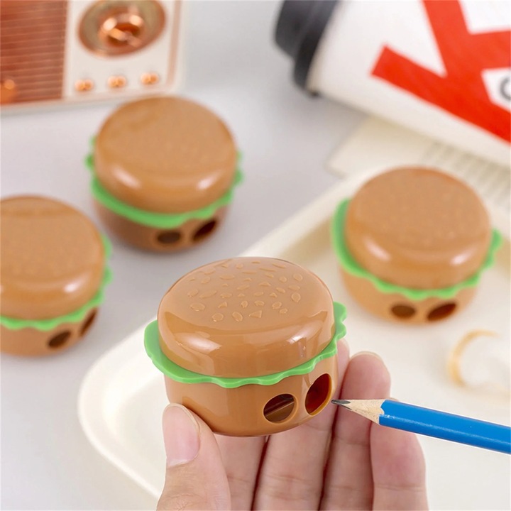 Ascutitoare creioane YANYXR hamburger metal plastic 6x3.5cm duala portabila