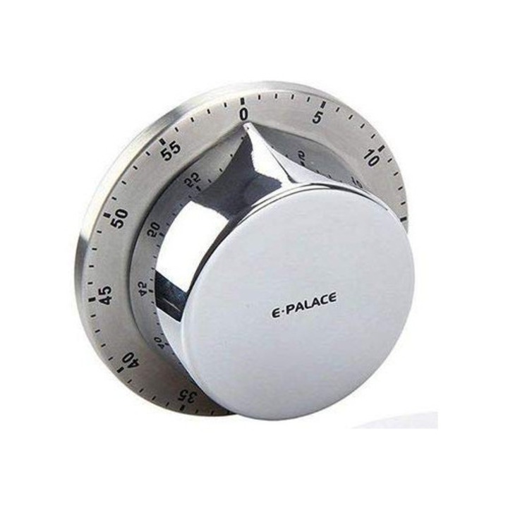 Enforose mechanikus konyhai időzítő, elegáns rozsdamentes acél kivitel, hangos riasztás, mágneses alap