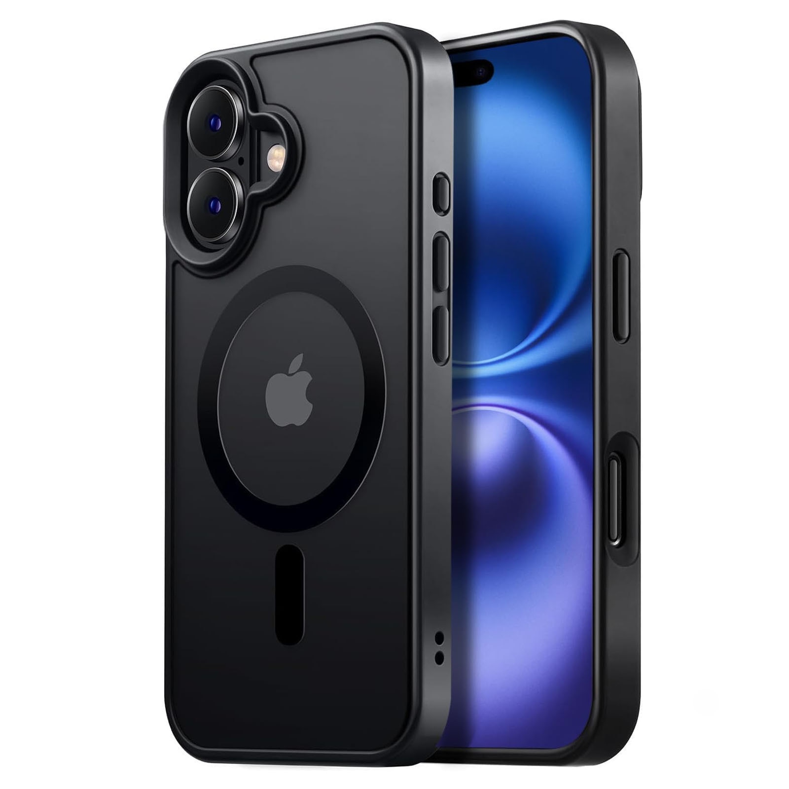 Husa telefon compatibila iPhone 16, Hggzeg, Husa protectie, Magnetica, Incarcare Wireless, Margini ridicate pentru protectia ecranului, Antizgarieturi, Design ultra slim, Design mata, Usor de instalat, TPU/PC, Negru