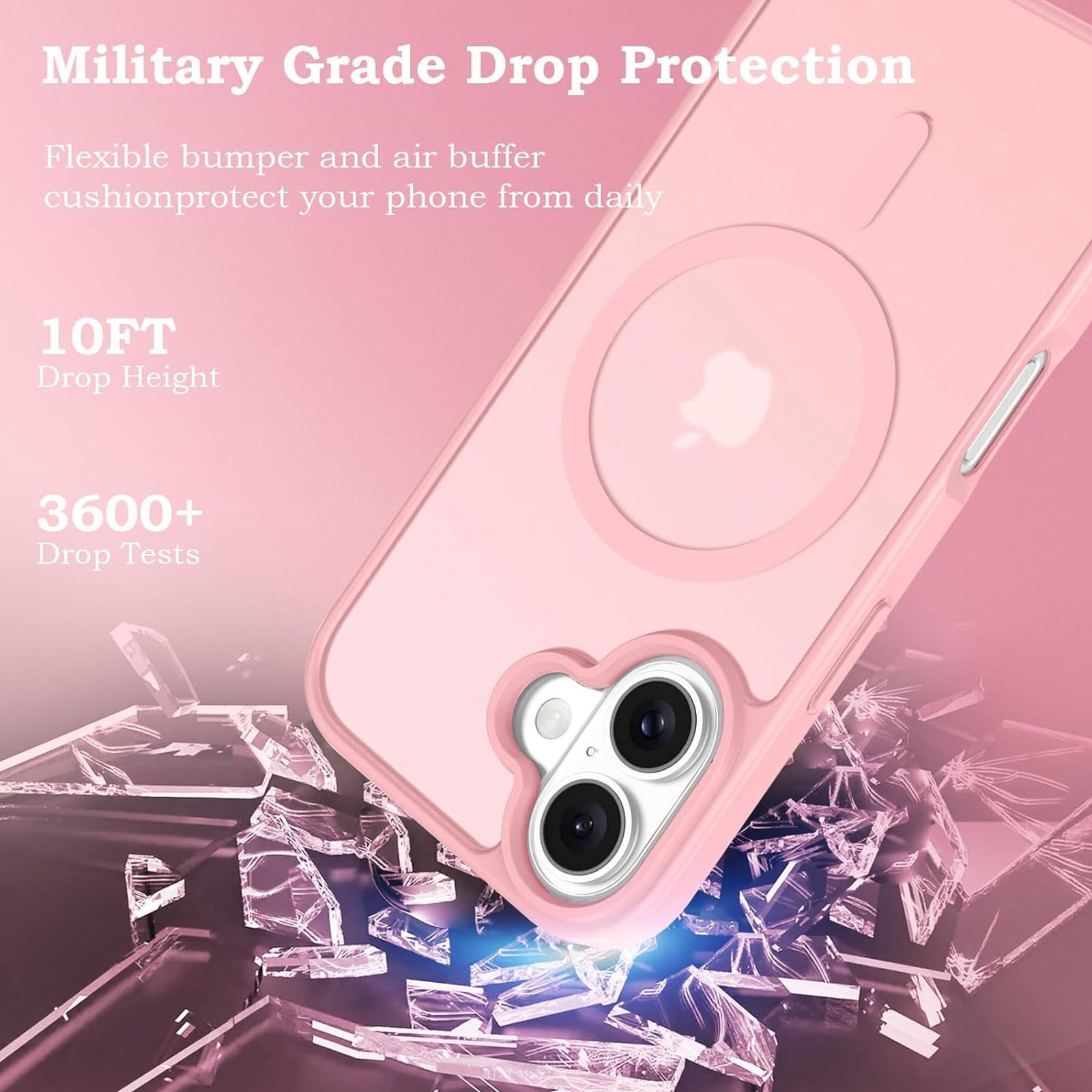 Husa telefon compatibila iPhone 15, Hggzeg, Husa protectie, Magnetica, Incarcare Wireless, Margini ridicate pentru protectia ecranului, Antizgarieturi, Design ultra slim, Design mata, Usor de instalat, TPU/PC, Roz