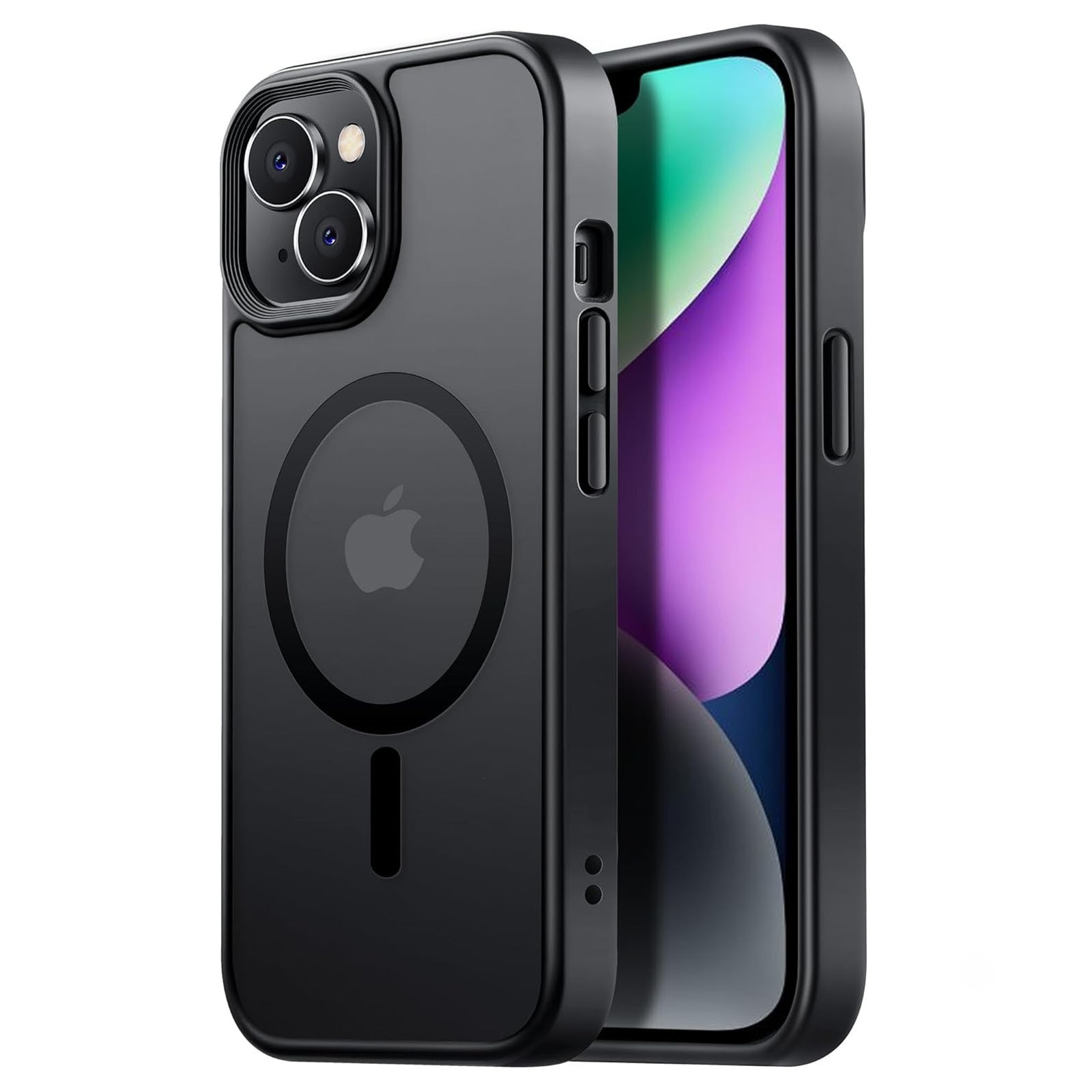 Husa telefon compatibila iPhone 15plus, Hggzeg, Husa protectie, Magnetica, Incarcare Wireless, Margini ridicate pentru protectia ecranului, Antizgarieturi, Design ultra slim, Design mata, Usor de instalat, TPU/PC, Negru