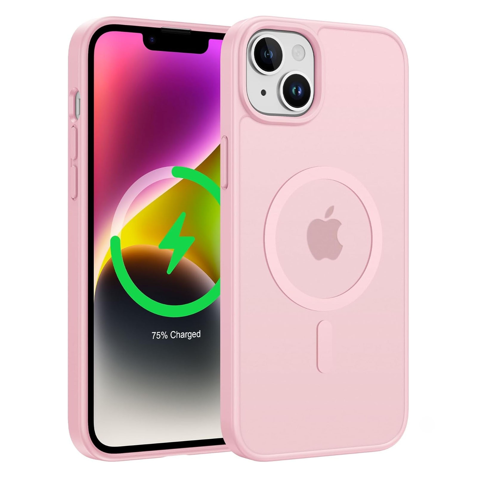Husa telefon compatibila iPhone 15, Hggzeg, Husa protectie, Magnetica, Incarcare Wireless, Margini ridicate pentru protectia ecranului, Antizgarieturi, Design ultra slim, Design mata, Usor de instalat, TPU/PC, Roz