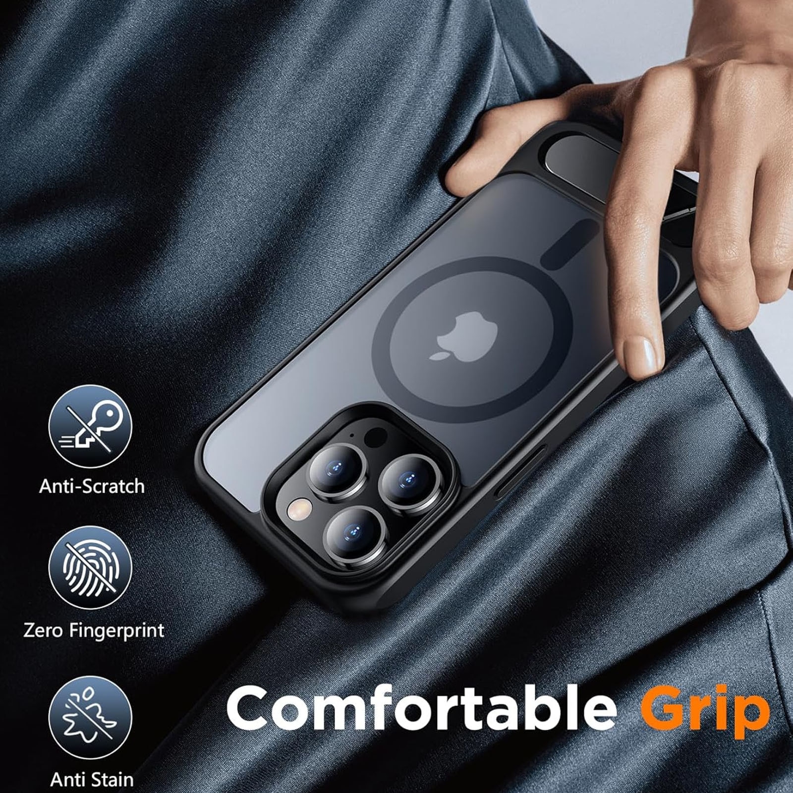 Husa telefon compatibila iPhone 16 Promax, Hggzeg, Husa protectie, Cu Inel magnetic si suport, Incarcare Wireless, Margini ridicate pentru protectia ecranului, Antizgarieturi, Decupaje Precise, Design mata, PC/TPU, Negru