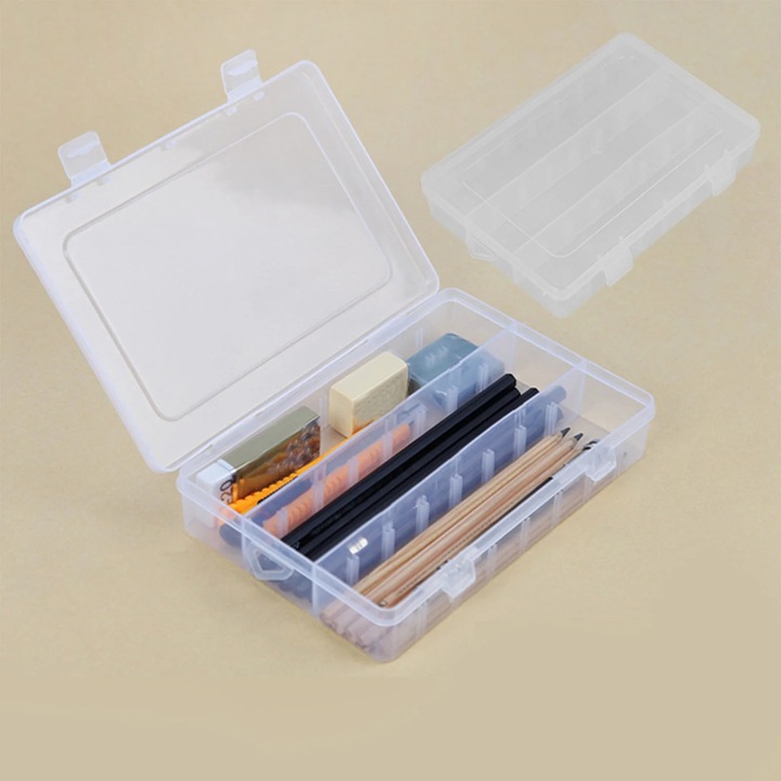 Penar transparent YANYXR plastic cu compartimente 22x8x5cm