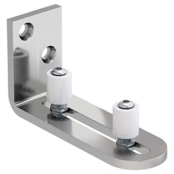 Ghid de podea pentru usi glisante, Enforose, montare pe perete, constructie robusta, design inferior flush, role ajustabile, otel inoxidabil