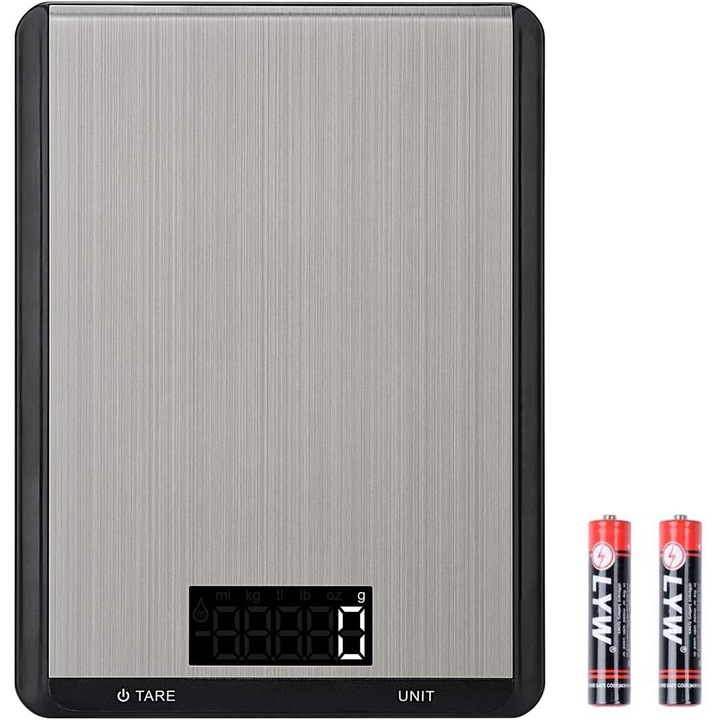 Cantar digital de bucatarie Enforose, multifunctional, waterproof, design reincarcabil, 0.01g-0.45kg, display LCD iluminat