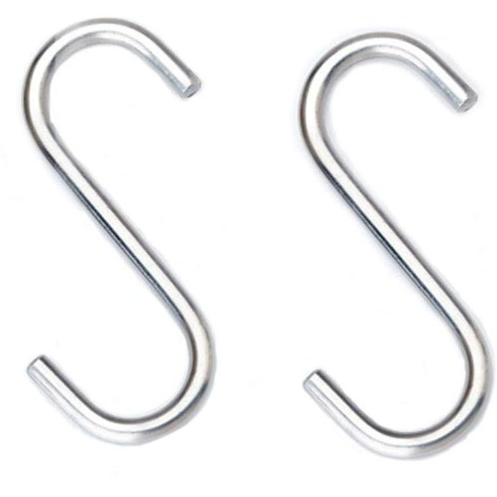 Carlige utilitare in forma de S, Enforose, finisaj cromat, otel inoxidabil, set de 10 bucati