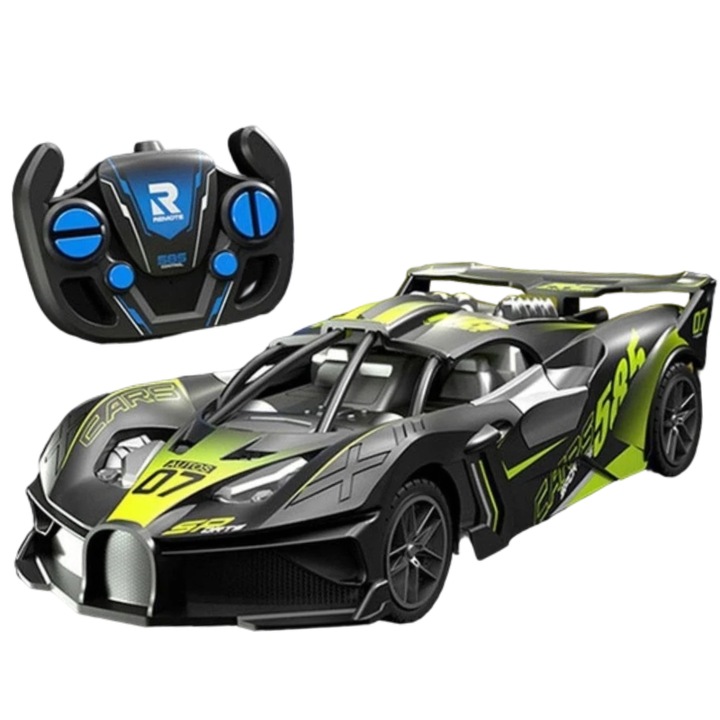 Masina cu telecomanda RC, MzcrJosv®, Drift car, 2 baterii reincarcabile tip acumulator incluse, 2.4GHz, rapida, 4WD, cadou Craciun, jucarie pentru copii si adulti, 1:18, verde