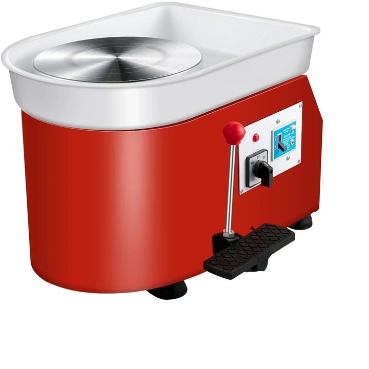 Kerámia korongozó gép, 280 W-os motor, 25 cm-es forgótányér, lábpedál, kettős forgás, narancssárga, B típusú