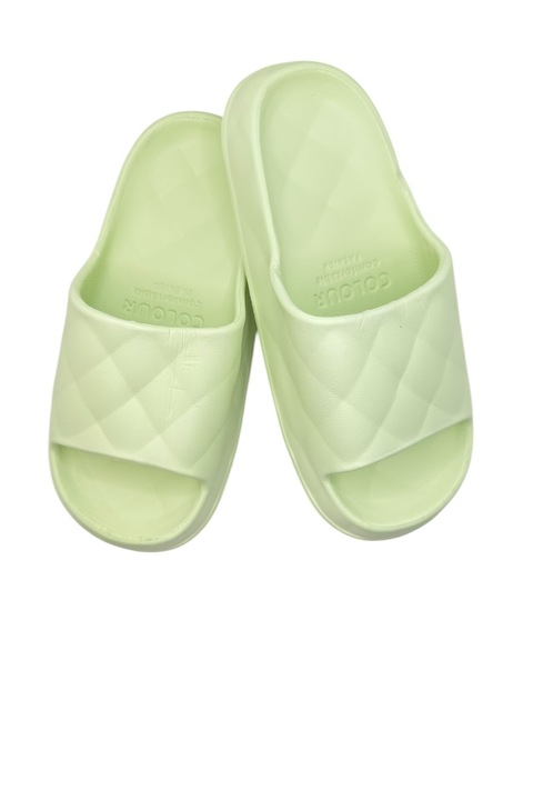 Papuci de plaja sau piscina pentru dama, Tecos®, ultra usori, imprimeu COLOUR, Verde, 36-37