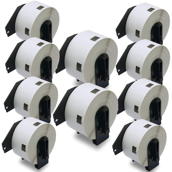Set de 10 Role Banda Adeziva DK 11220 39 mm X 48 m Alb Compatibile Brother QL-500, Brother QL-550, Brother QL-570, Brother QL-570VM, Brother QL-580N, Brother QL-650TD, Brother QL-700, Brother QL-710W, Brother QL-720NW printers