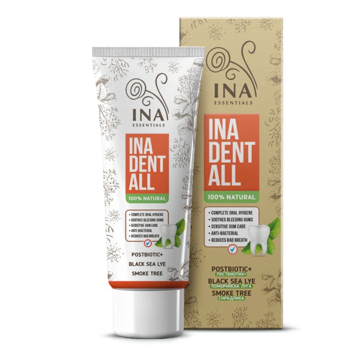 Паста за зъби със смрадлика InaEssentials, Поморийска луга и постбиотик, Ina Dent-All