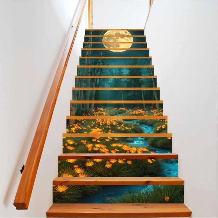 Dekoratív matrica belső lépcsőkhöz öntapadós, nagy felbontású nyomtatás méret 200 x 124 cm kód: AVX-STAIRS-05