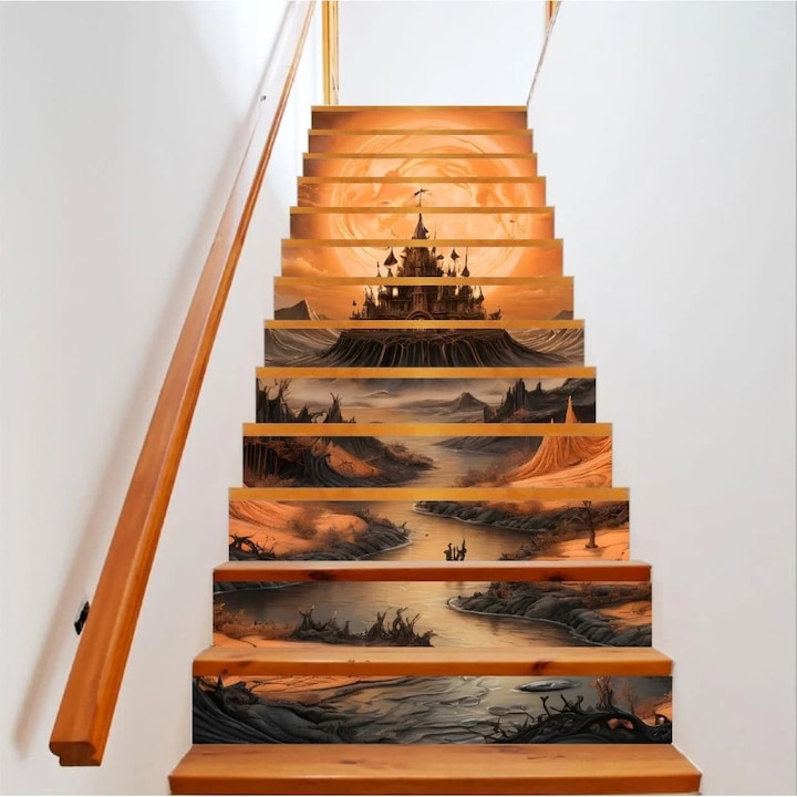 Dekoratív matrica belső lépcsőkhöz öntapadós, nagy felbontású nyomtatás méret 200 x 124 cm kód: AVX-STAIRS-01