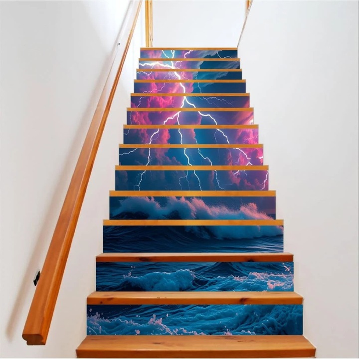 Dekoratív matrica belső lépcsőkhöz öntapadós, nagy felbontású nyomtatás méret 200 x 124 cm kód: AVX-STAIRS-02