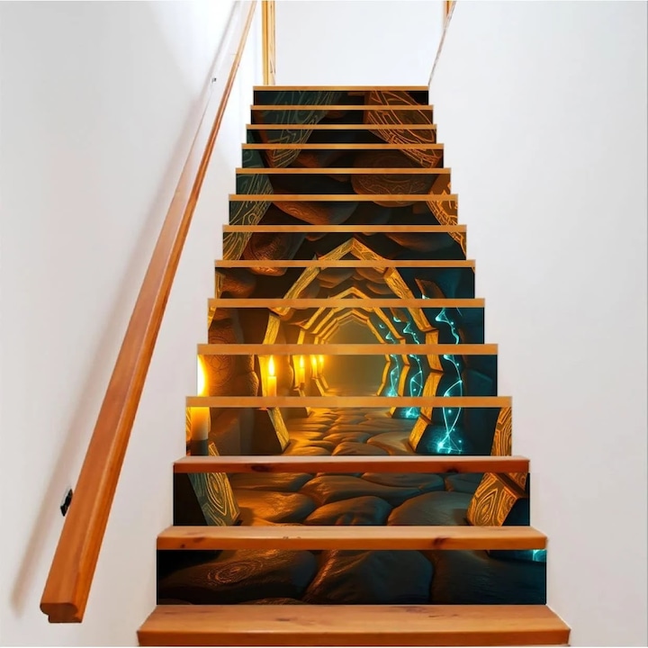 Dekoratív matrica belső lépcsőkhöz öntapadós, nagy felbontású nyomtatás méret 200 x 124 cm kód: AVX-STAIRS-03