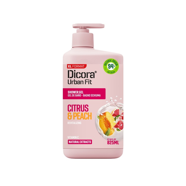 Tusfürdő, Dicora, citrus és őszibarack, 825 ml, 0% parabén, állatkísérlet-mentes