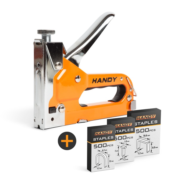 Tűzőgép és 3 kapocskészlet, narancssárga