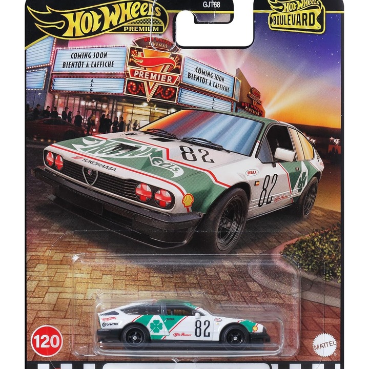 Количка Hot Wheels Premium diecast car, Boulevard, Alfa Romeo GTV6 3.0 #120, JBL16, 1:64, бяло зелено