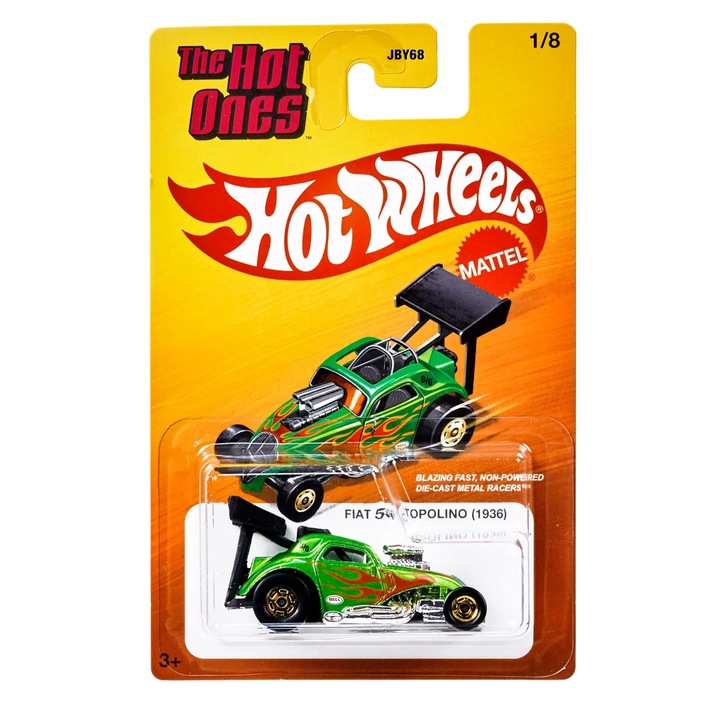 Количка Hot Wheels The Hot Ones, 1936 Fiat 500 Topolino 1/8, JBY69, 1:64, зелен