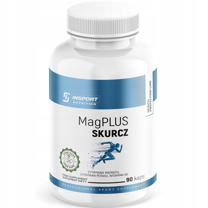 MagPLUS SKURCZ – 90 kapszula – Magnézium, Kálium, B6-vitamin – Izomgörcsök, Izomműködés, Elektrolit-egyensúly, INSPORT